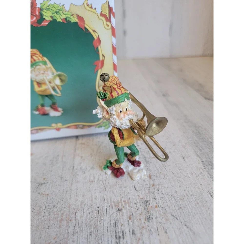 Enesco jiffy trombone elf Vintage Village North Pole accessory Xmas